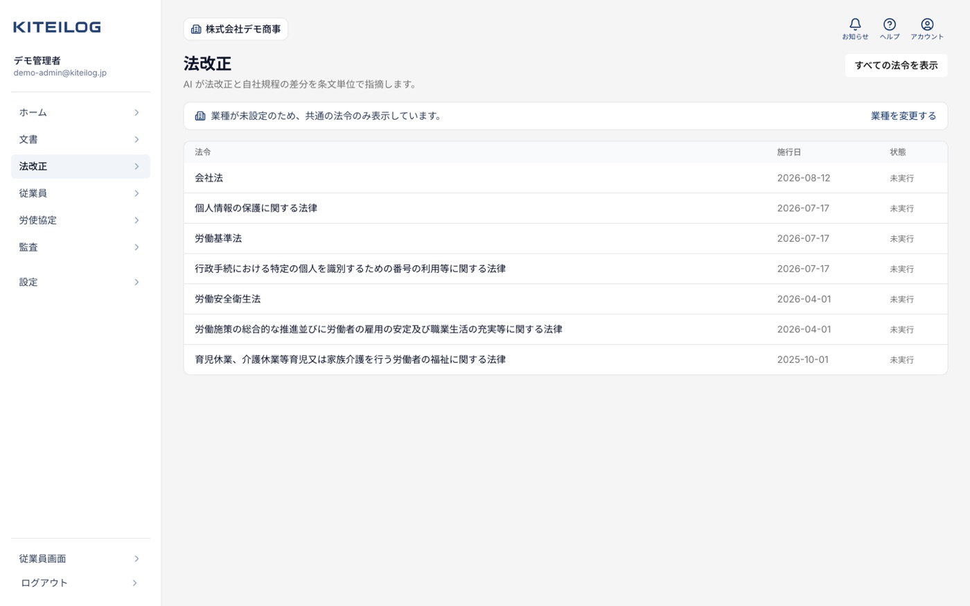 規程ログの AI 法令レビュー